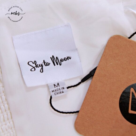 NWT Sky To Moon Brooch Flower Lined Strapless Mini Dress White Women M - Picture 7 of 8